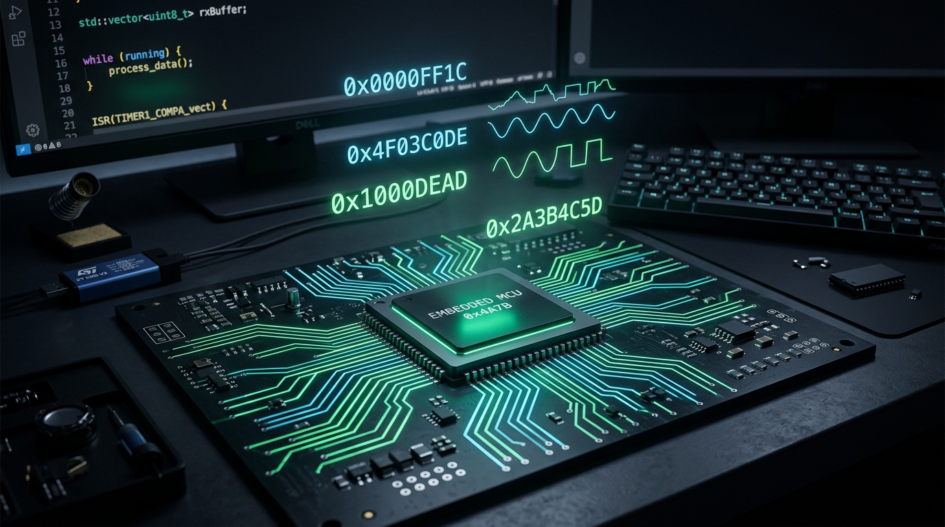 C++ & Embedded Microcontroller Workspace Artwork
